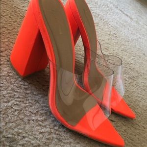 Pretty Little Thing Bright Orange Mule Heel